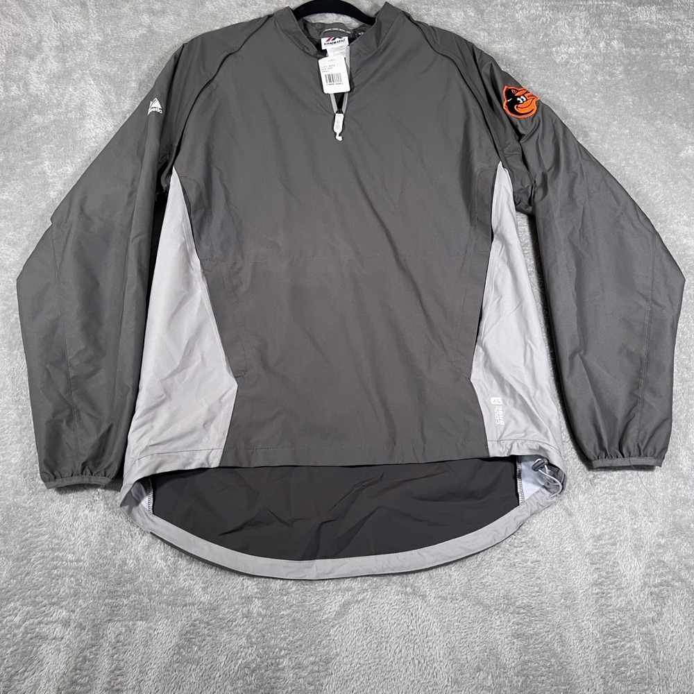 Baltimore Orioles Jacket Mens Small Gray Majestic Cool Base Convertible Vest NEW